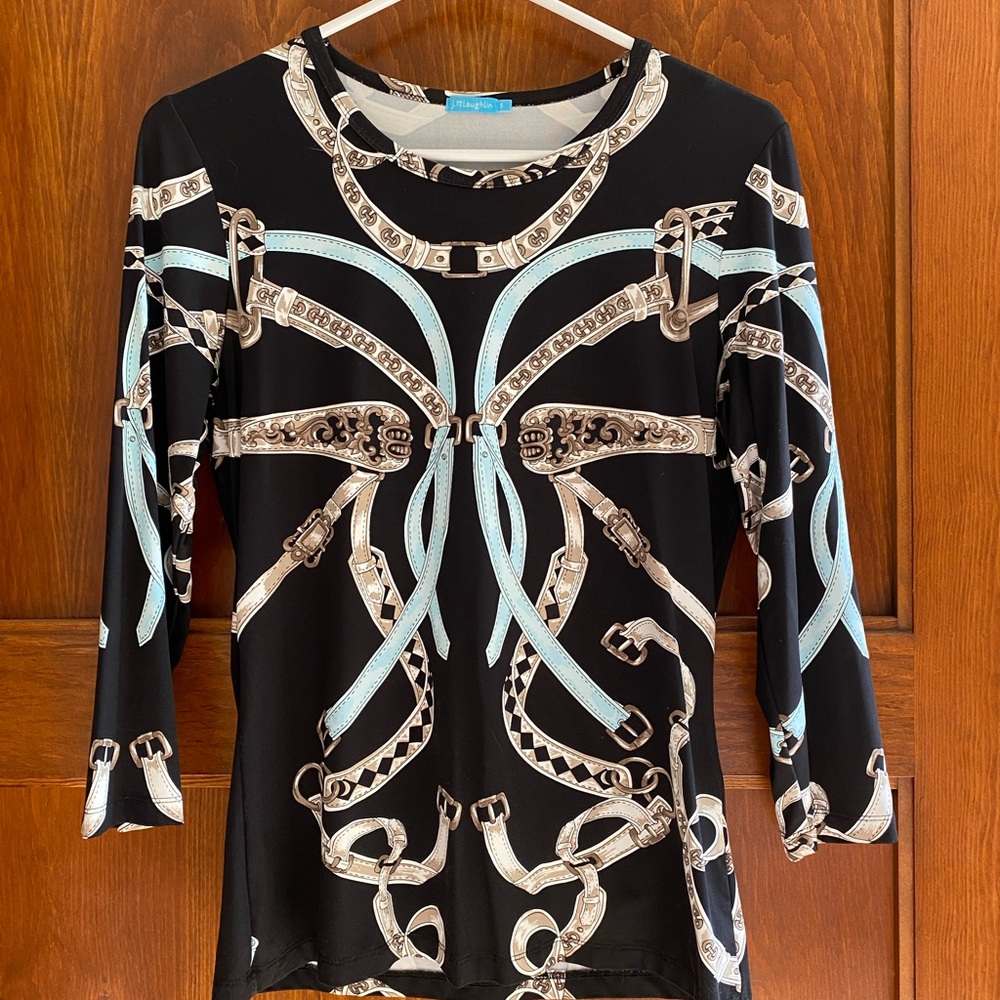 J McLaughlin catalina top. Equestrian print EUC